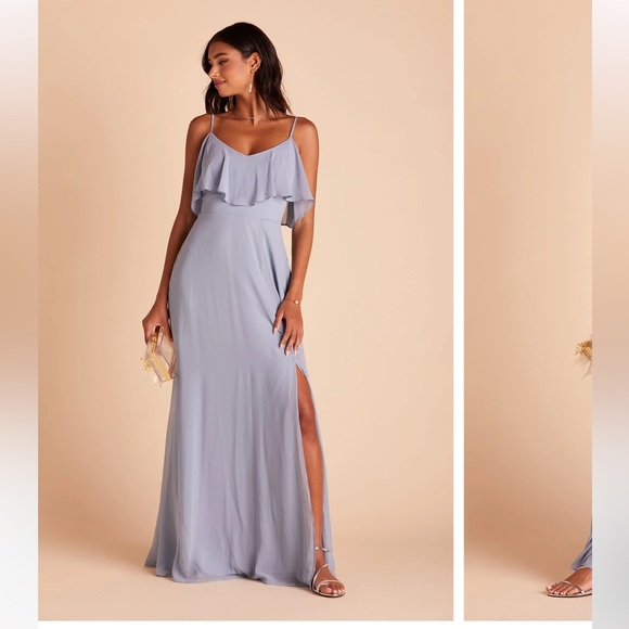 Birdy Grey Dusty Blue Chiffon Curve Bridesmaid/Wedding Dress - Picture 2 of 6